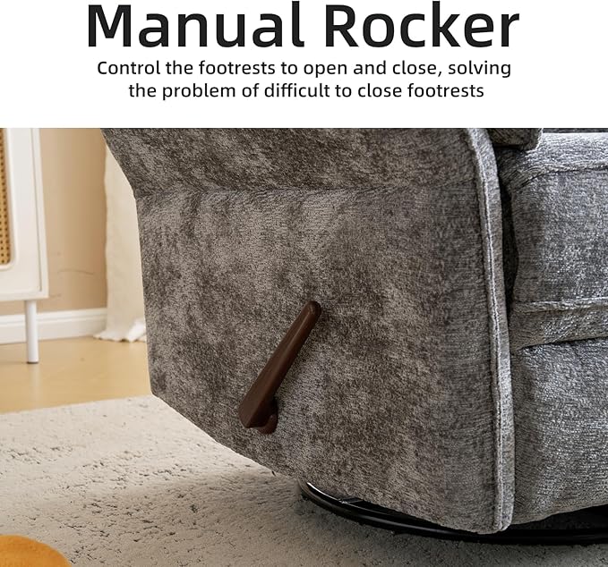 Oversized Glider Rocker Recliner, Chenille Rocking Nursery Chair