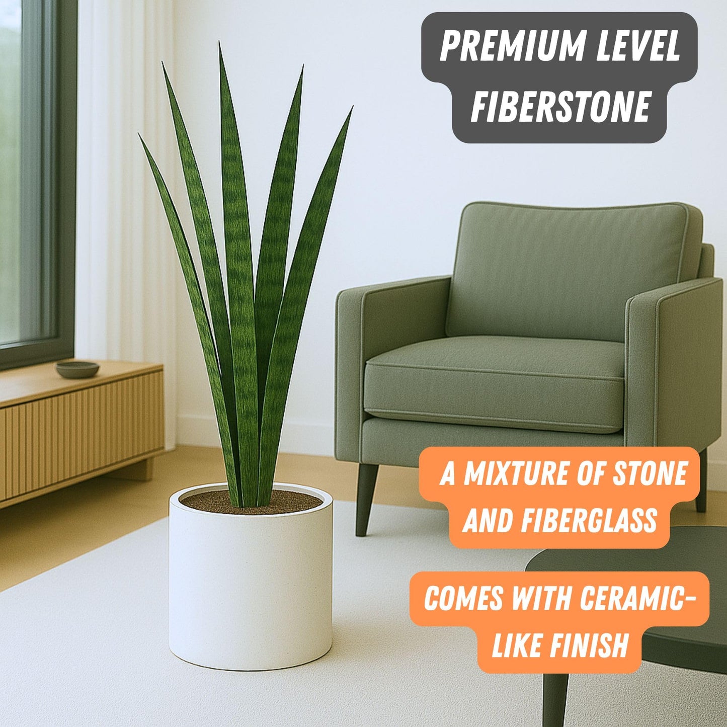 Fox & Fern 10 Inch Plant Pot with Hidden Saucer — Premium Lightweight Fiberstone Matte White Self Watering Planter with Seamless Saucer - Indoor & Outdoor Use - Weather Resistant & UV Resistant