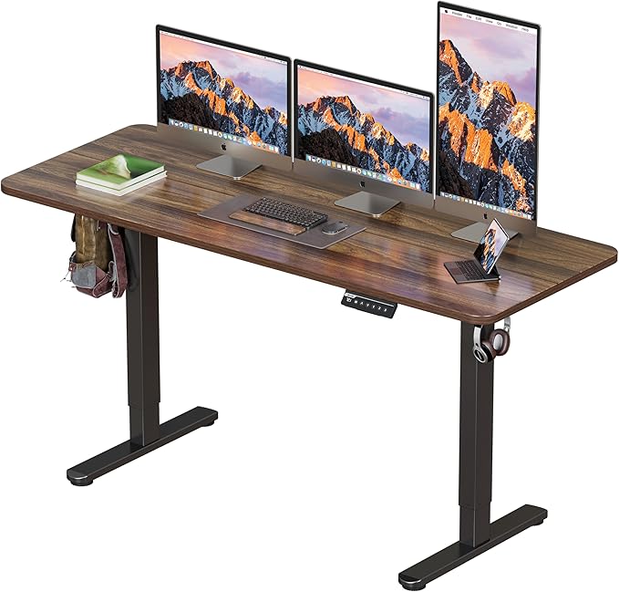 BIZUM Electric Standing Desk 63 x 24 Inch Computer Desk-Gaming Desk Dark Walnut