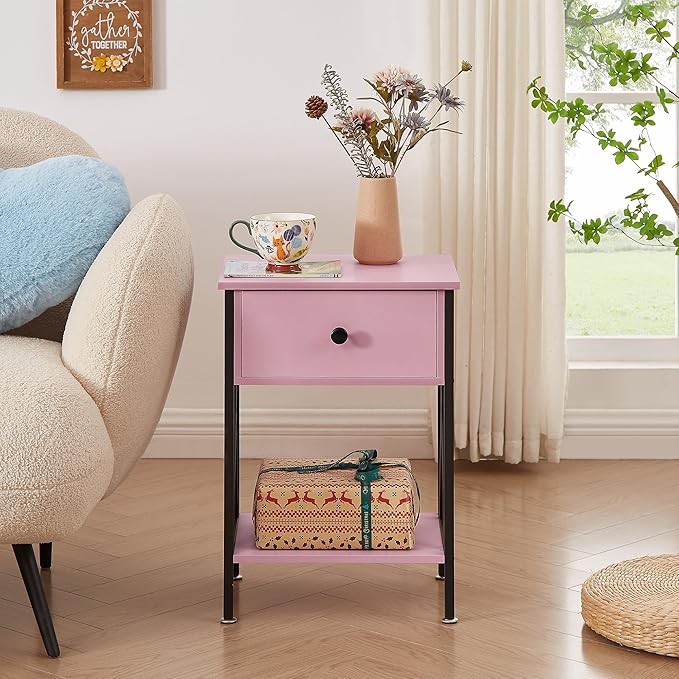 VECELO Nightstands Set of 2, Modern Bedside End Tables, Night Stands