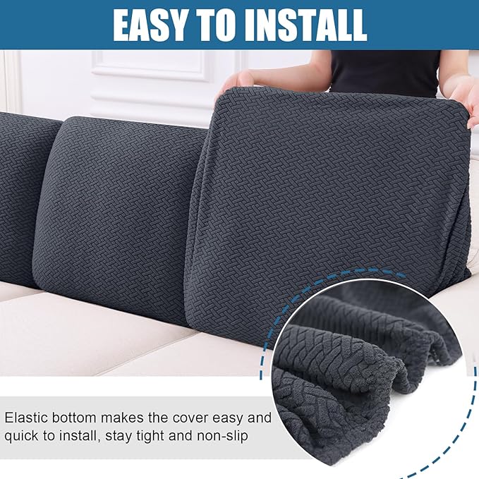 Smiry Waterproof Couch Cushion Covers, Stretch Jacquard Thick Sofa Cushion