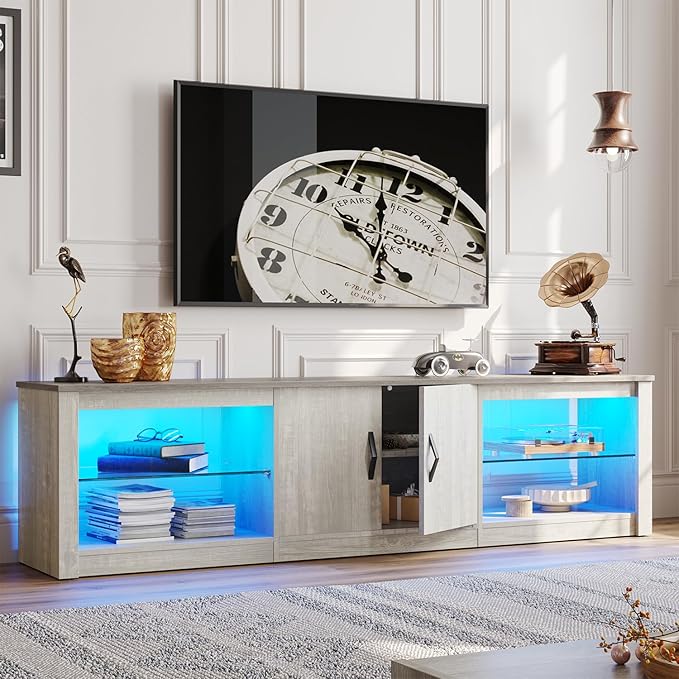 Bestier 70 Inch Led TV Stand for 75 Inch TV Large Entertainment Center Gaming
