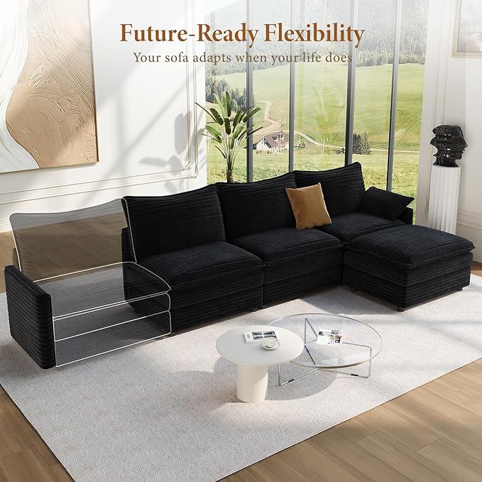 Vesgantti 108" Modular Cloud Couch, Deep Seat Sectional Sofa