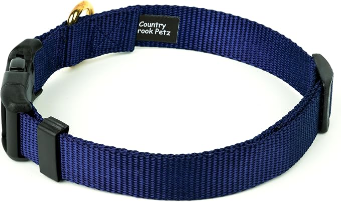 Country Brook Petz - Everyday Nylon Dog Collar and Leash - 10+ Cool Colors (3/4 Inch, Small, Navy Blue)