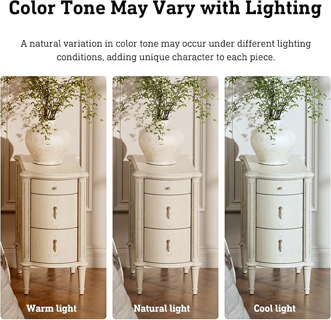 STO'SENSE Nightstand w/Charging Station & 3 Drawers, Pre-Assembled, Vintage