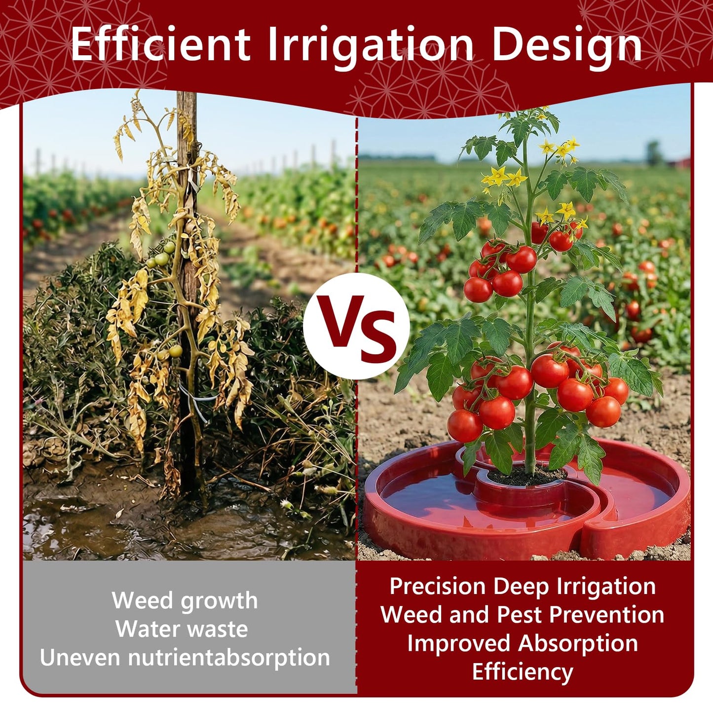 U0U 5 Sets Tomato Watering Trays,Tomatos Ring Tray Used to Improve the Yield of Tomato Plants,Help to Plant Vegetables Water Saving, Easy to Direct the Root Irrigation (5, Red)