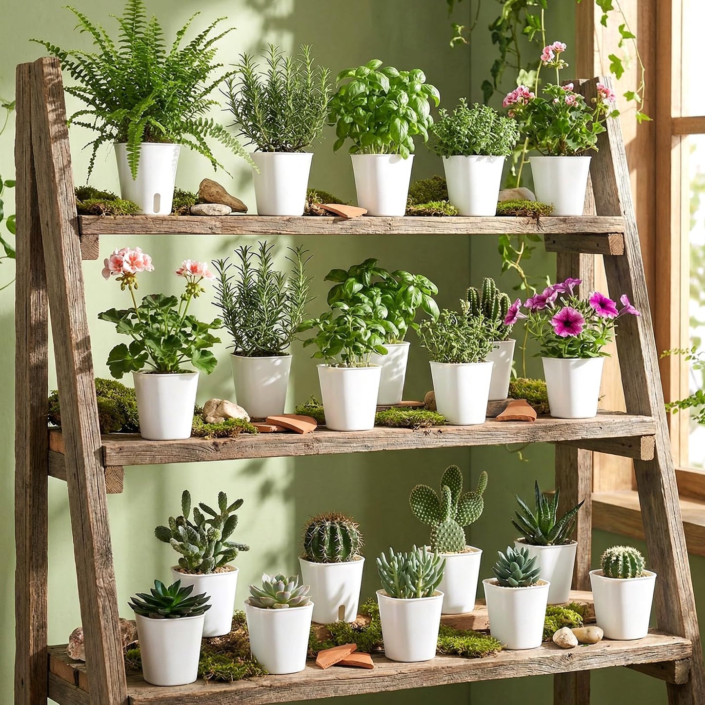 Giloaou 20 Pcs 3 Inch Self Watering Pots, Self Watering Planters with Water Level Indicator Vents, Plastic Garden Flower Pots for Indoor Succulents, Flowers