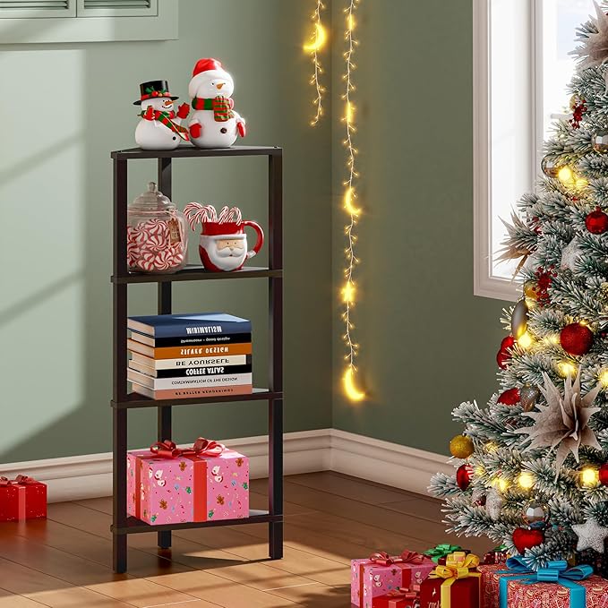 TUTOTAK Corner Shelf, 4-Tier Corner Bookshelf