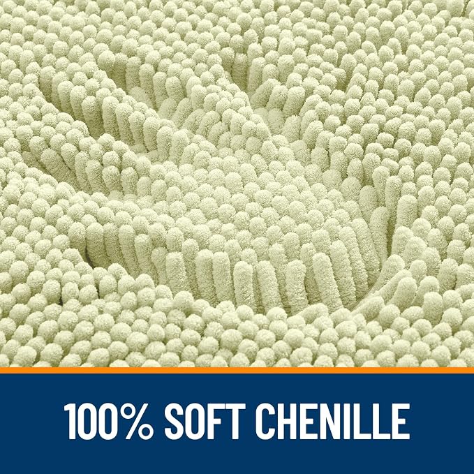 OLANLY Toilet Rugs U-Shaped 20x20, Extra Soft Absorbent Chenille Contour Bathroom Rugs for Toilet, Dry Quickly, Machine Washable, Non-Slip Bath Mat, Vanilla