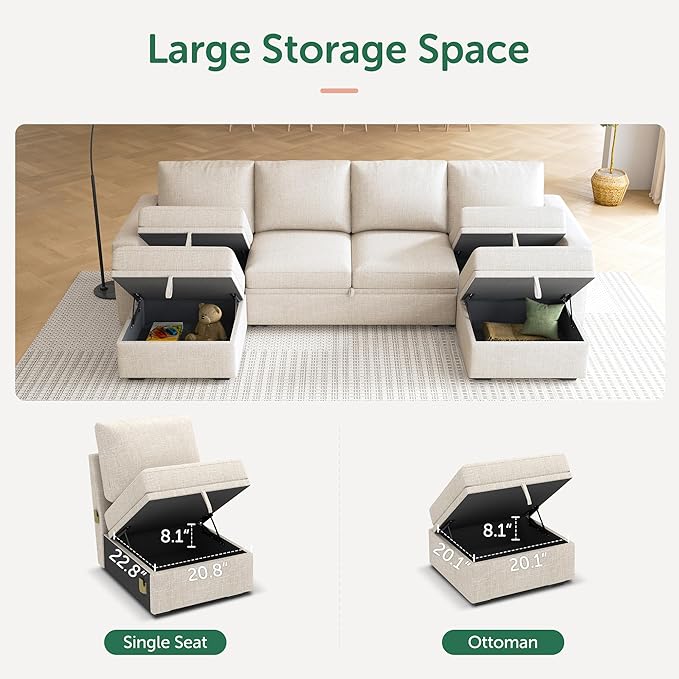 HONBAY Modular Sectional Sleeper Sofa Bed, Sectional Couch