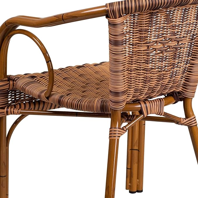 Flash Furniture Cadiz Series Dark Red Bamboo-Aluminum Indoor-Outdoor