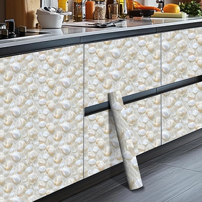 HOMETITUTE Pearl Pattern Wallpaper Peel and Stick Self Adhesive Vinyl Wall