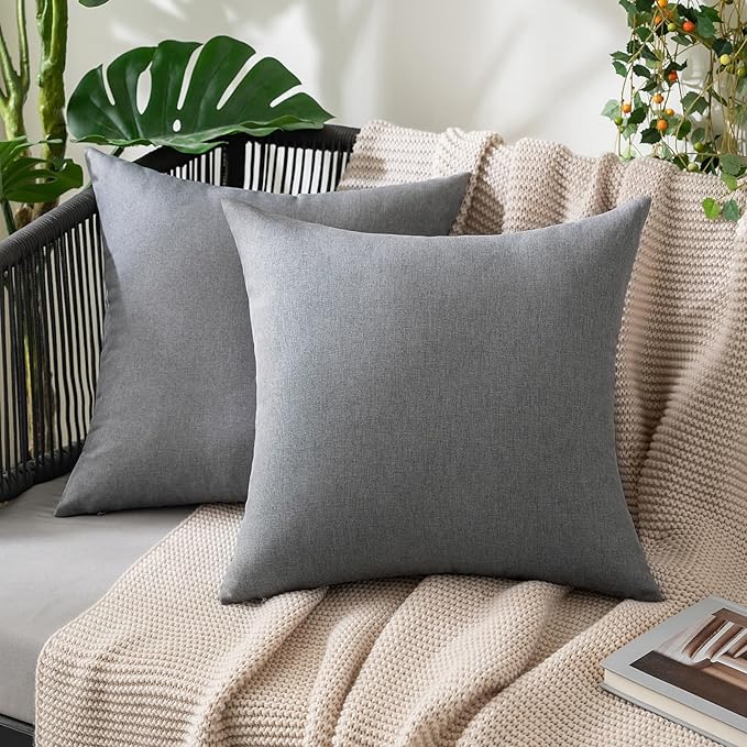 MIULEE Pack of 2 Decorative Outdoor Solid Waterproof Throw Pillow Covers Faux