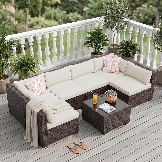 7-Piece Outdoor Sectional Furniture Set, Patio Furniture Sets