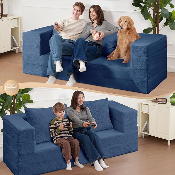 Futon Sofa Bed with Pillow, 3-in-1 Sleeper Sofa Bed with Removable Cover