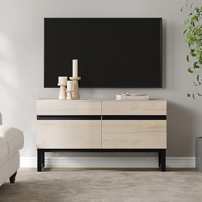 WAMPAT Modern TV Stand for 26-40 Inch TVs, Wood Entertainment Center