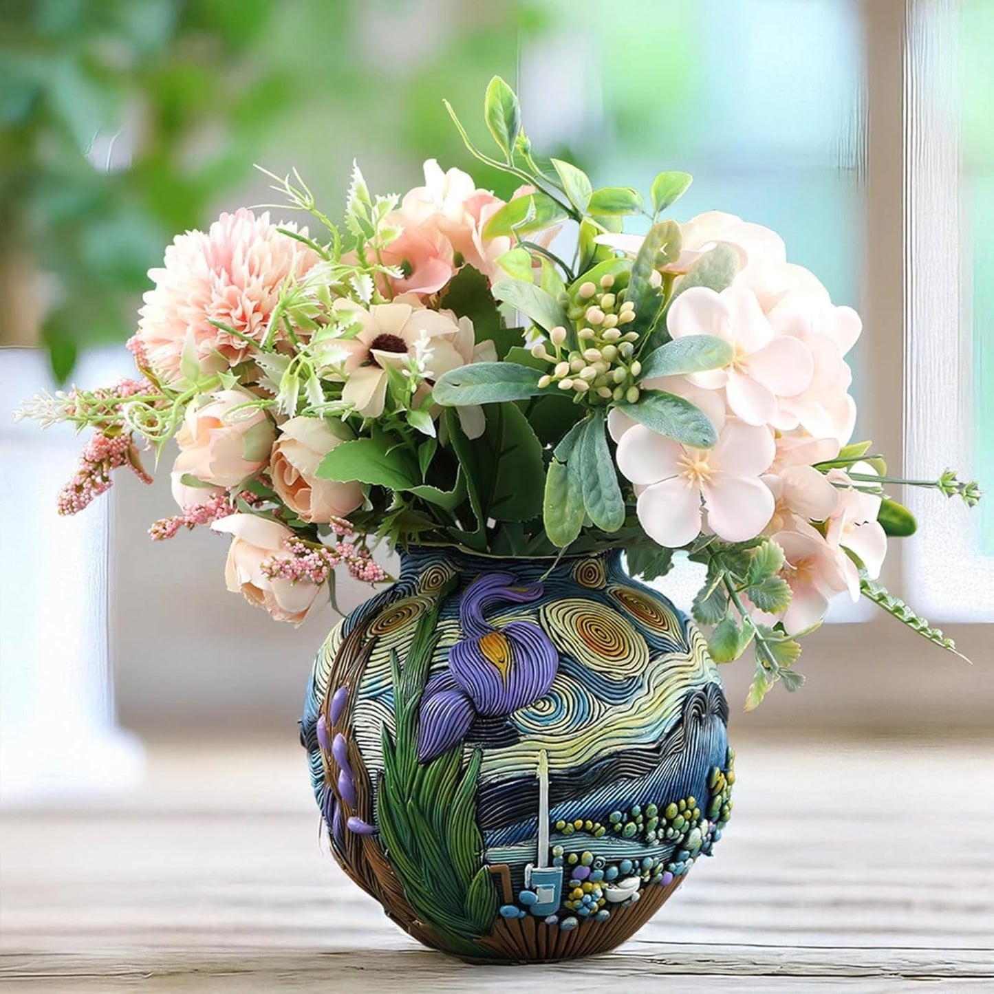 Starry Night Vase Plant Pot Unique Planters for Indoor Plants and Outdoor Plants - Unique Plant Pots and Vases for Home Decor Pot Comes with a Drainage Hole
