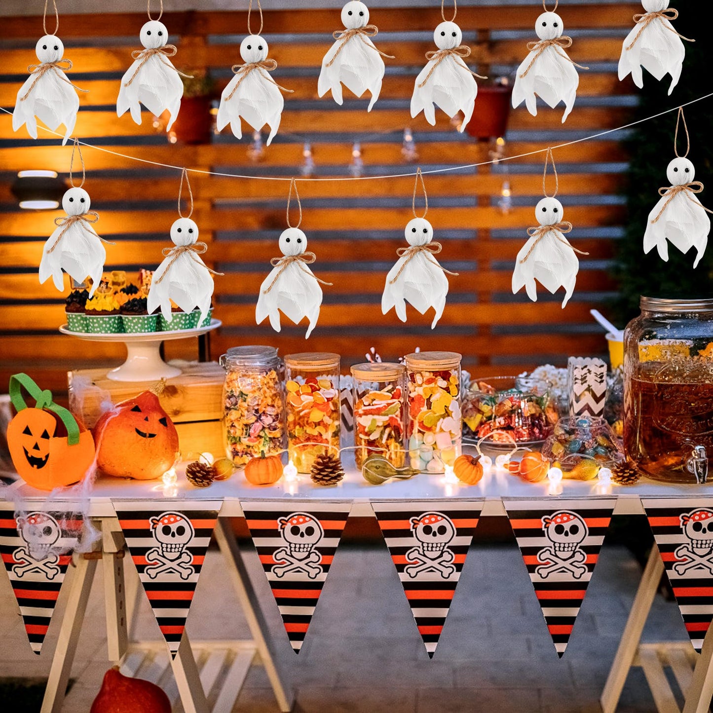 18 Pcs Halloween Ghost Hanging Ornaments Tree Farmhouse Rustic Cloth Ghosts Hanging Decoration for Front Yard Patio Lawn Garden Party Décor and Holiday Decorations