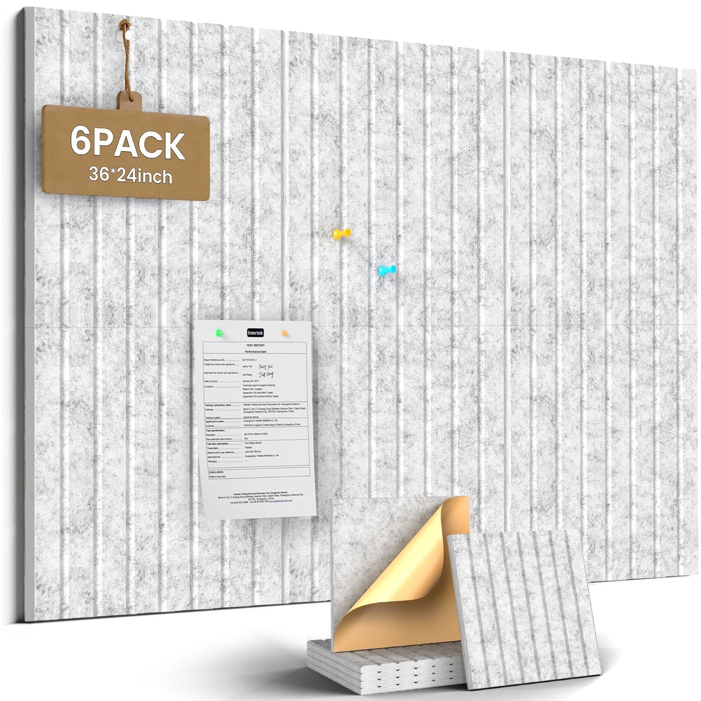 JBER Large Felt Bulletin Board 36" x 24" - 6 Pack Felt Wall Tiles, Cork Board Alternative to Use in Office & Home Decor, Classroom Decor, Vision Board to Display Your Photos(Silver Gray)