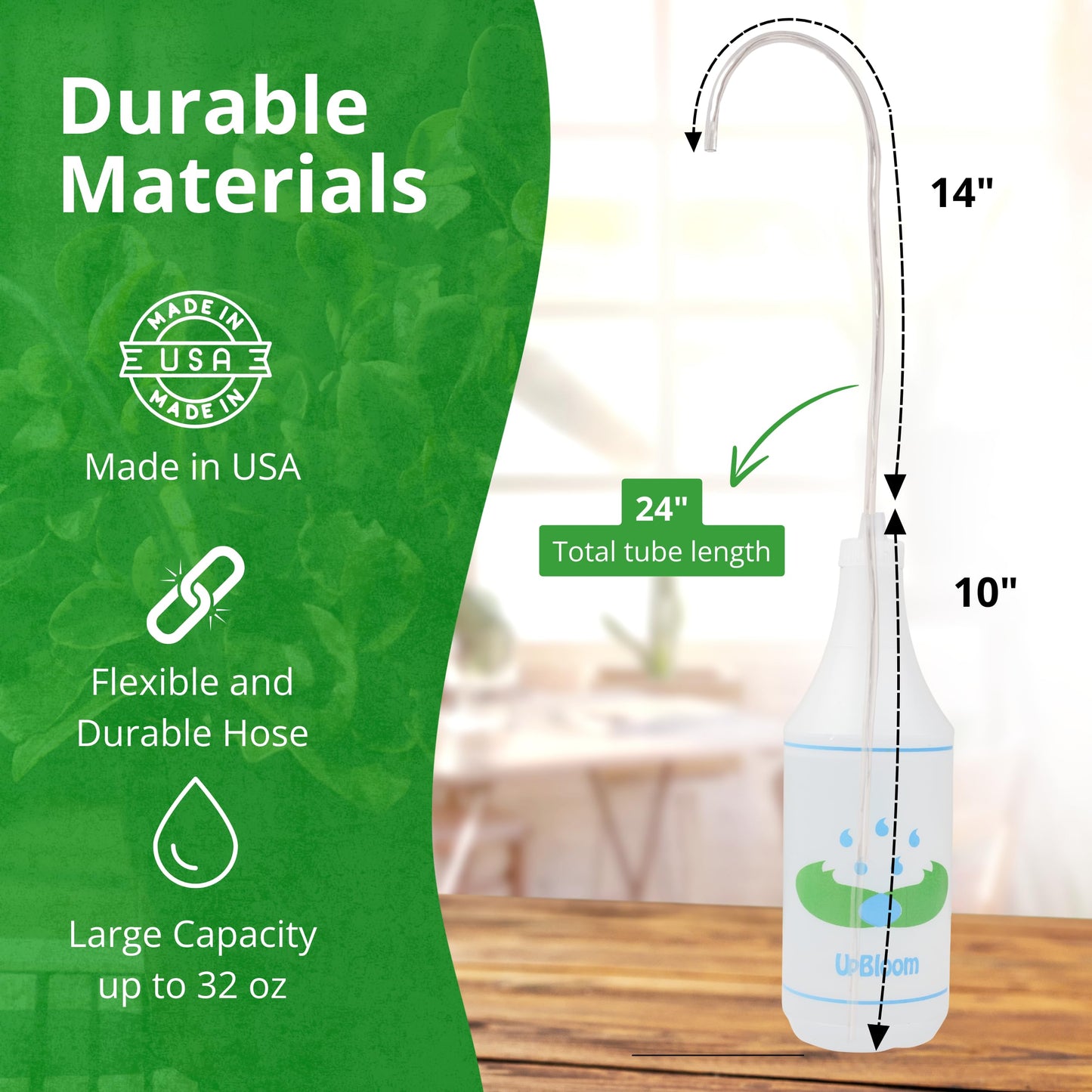 UpBloom - 32 Oz Squeeze Bottle for Hanging Plants, Squirt Bottle/Water Container for Outdoor/Indoor Made in USA - Great Alternative for Can (2-Pack)