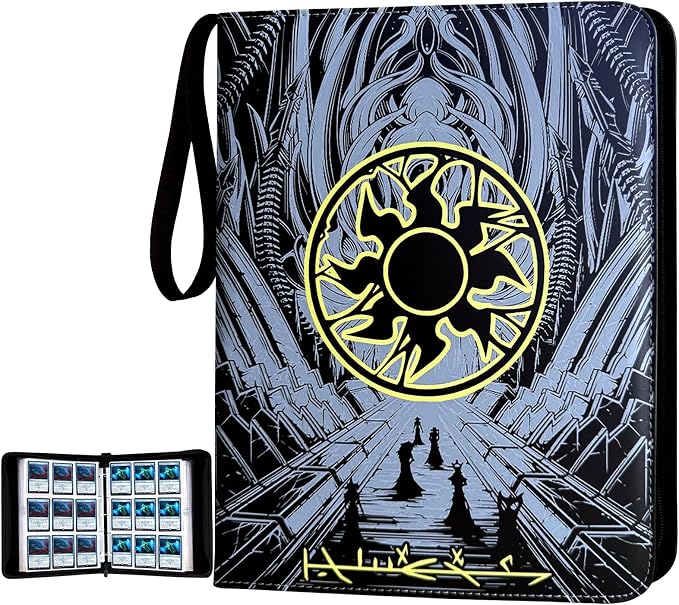 9 Pocket Card Binder, 720 Double Sided Pocket Trading Card Binder, Premium PU Card Collector Album,Card Folder for MTG/YGO/PTCG/Game Cards(Yellow)