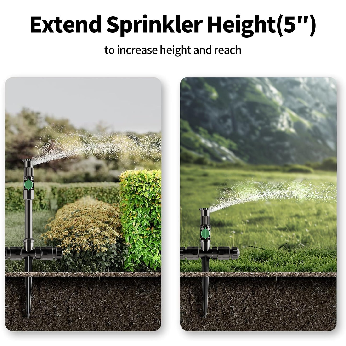 Lizjarol Flexible Sprinkler System, Above Ground DIY Irrigation Kit, Multi-Adjustable Lawn Sprinkler Set, Ideal for Plant and Flower Bed Watering, 50ft Garden Hose Included