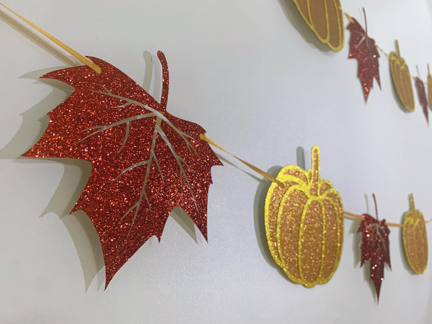 Tinbax Fall Decorations Home Thanksgiving decor - Pumpkin and Maple Leaves Sign Fall Autumn Harvest Garland Hanging Bunting Banner(Pre-Strung)