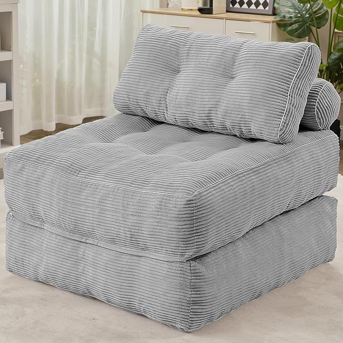 HABUTWAY Folding Sofa Bed, Convertible Sleeper Chair Bed w/Dual-Pillow & Handle