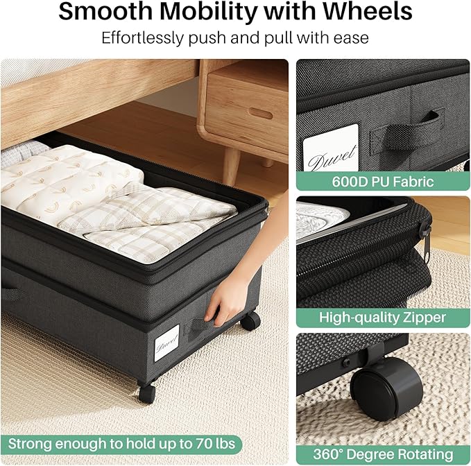 Kitstorack 2Pack Height-adjustable Under Bed Storage