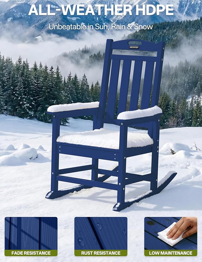 Outdoor Adirondack Rocking Chairs All-Weather HDPE Patio Rocker Chair