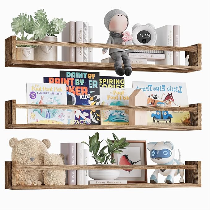 Fixwal Nursery Book Shelves for Kids Rooms, 23.6 Inch Floating Bookshelves for