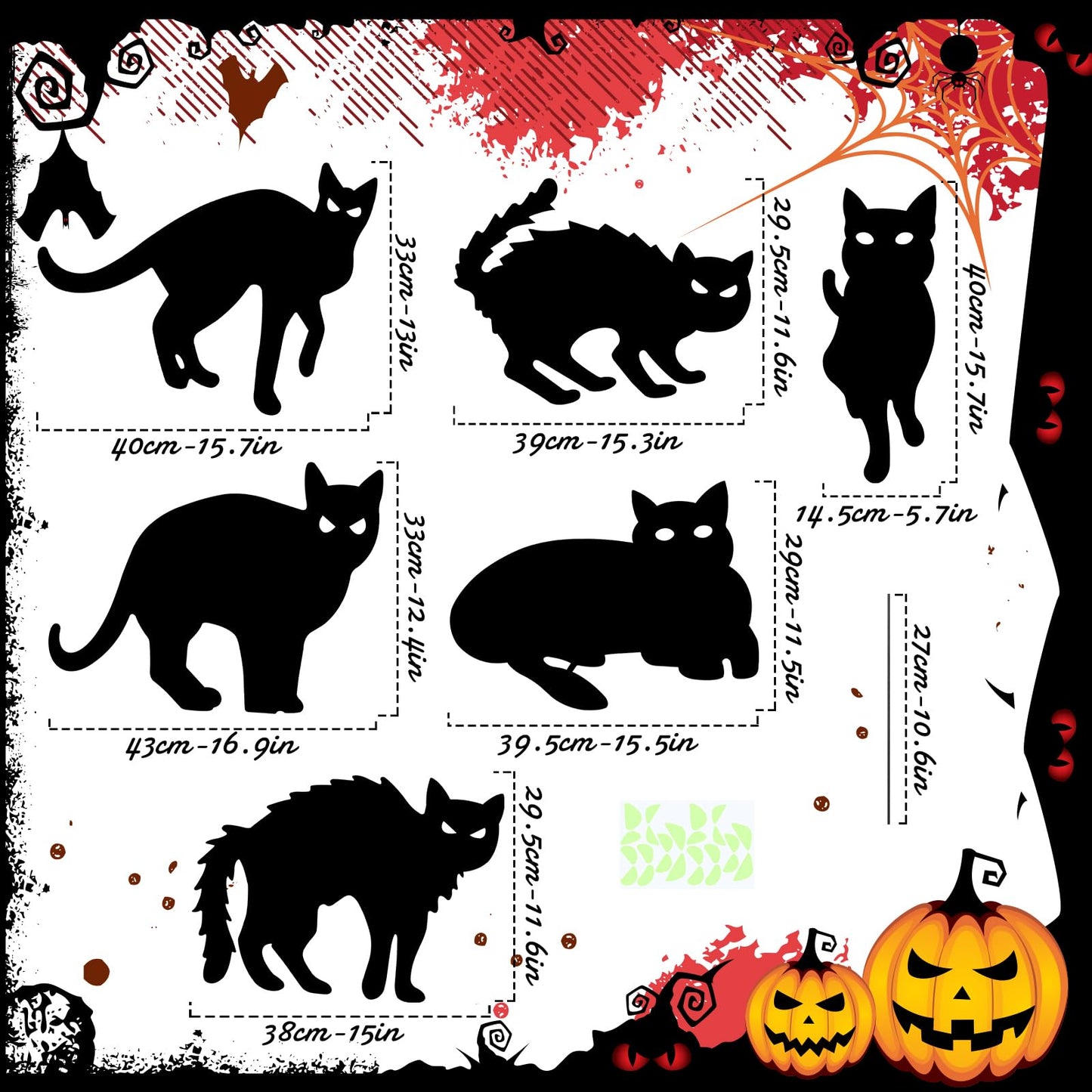Wlicon 6 PCS Glowing Eyes Black Cat Halloween Yard Signs Halloween Black Cat Decorations Signs with Stakes and Glow-in-The-Dark Eyes Stickers Used for Outdoor Courtyard Lawn Garden Decoration