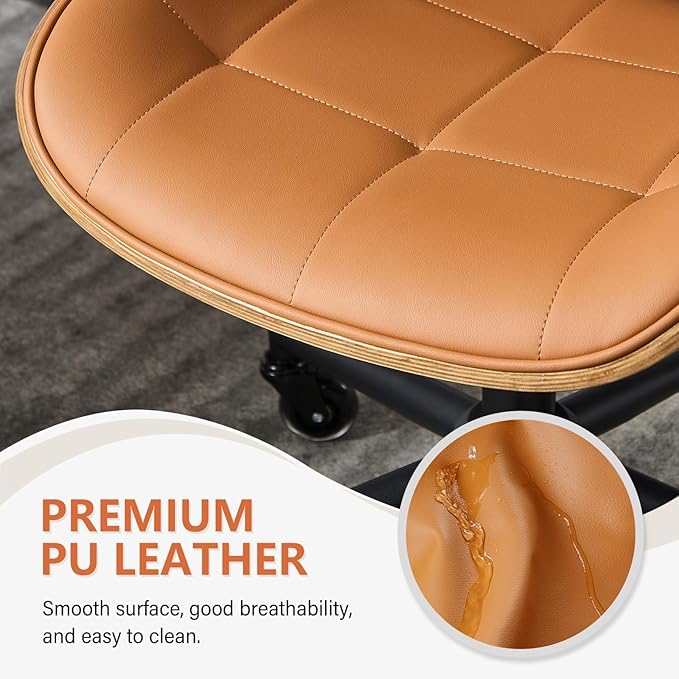 Home Office Desk Chair with Wheels, Adjustable Height Armless Office Chair