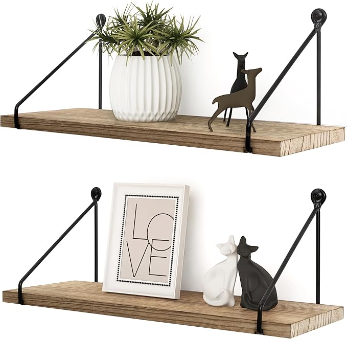 Afuly Floating Wall Shelves Rustic Wall Mounted Hanging Shelf Farmhouse Wall