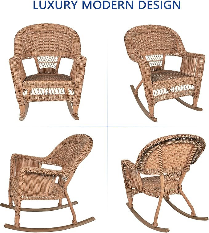 Jeco 3 Piece Rocker Wicker Chair Set