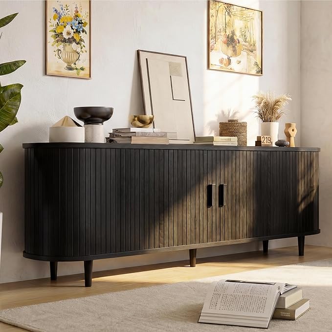65" Mid Century Modern TV Stand, Wood TV Consoles