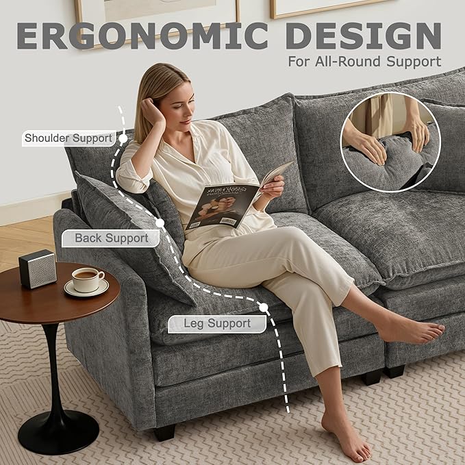 78” Modular Sectional Sofa, L Shaped Cloud Couch