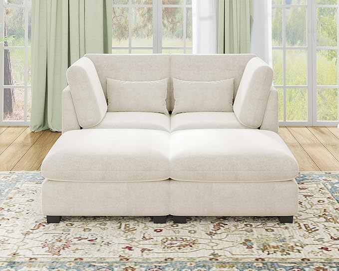 77" Oversized Chenille Couch Modular Sectional Sofa, Washable Cloud Couch