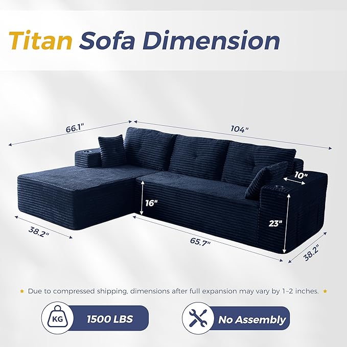 MAXYOYO 104" Modular Sectional Couch