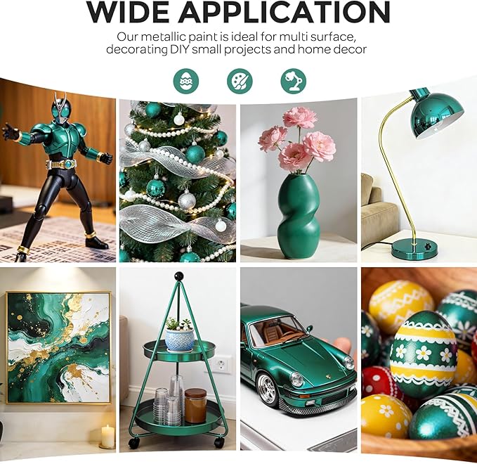 Nicpro Metallic Emerald Green Acrylic Paint, 8.45oz/250ml Large Pearlescent