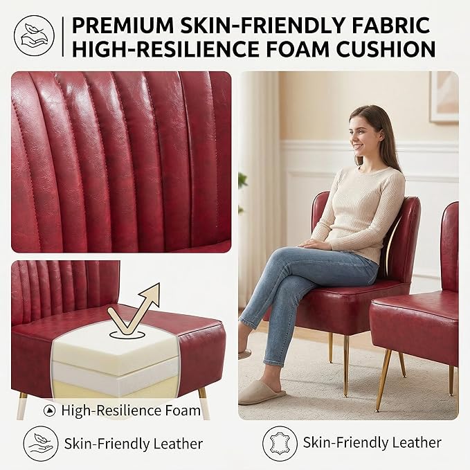 Modern Leather Accent Chair Single 1 Pack, Vintage Slipper Chair