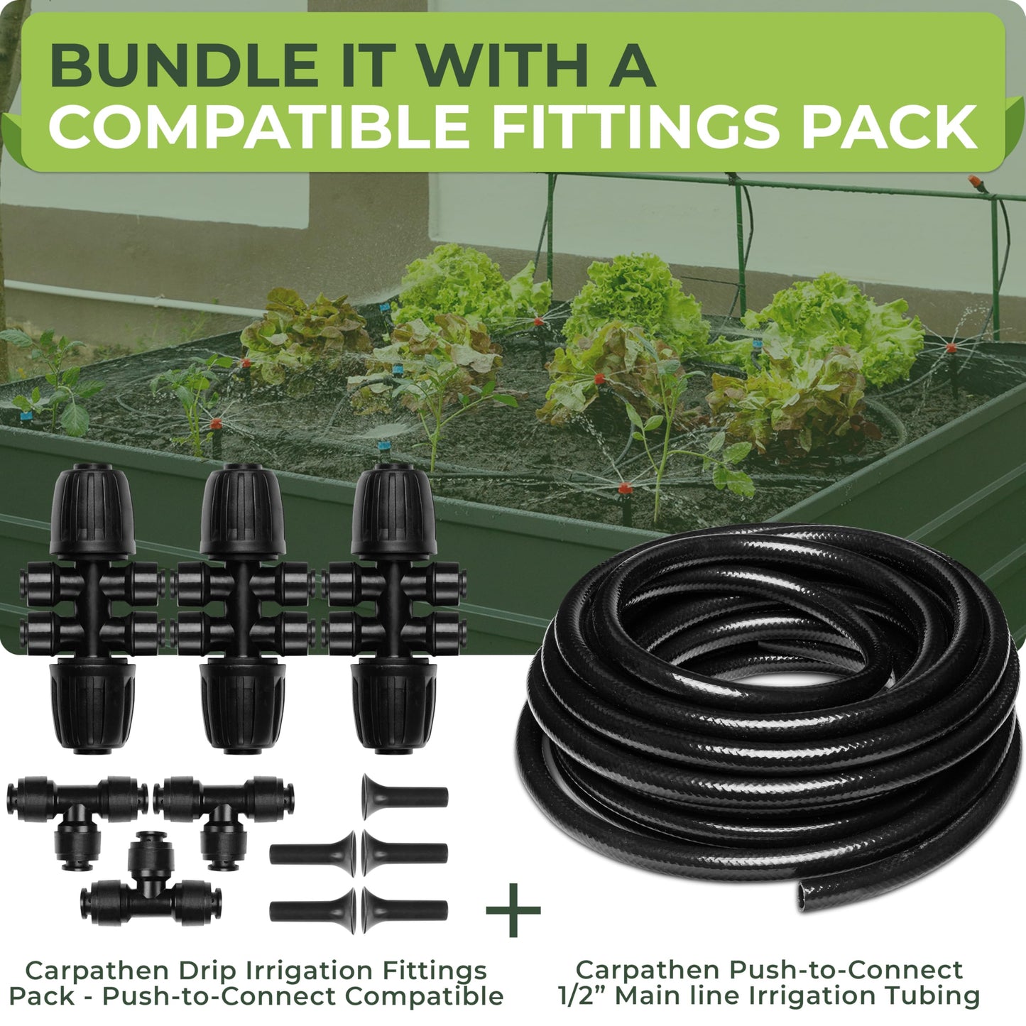 Carpathen 50 FT 1/2 Irrigation Tubing Mainline - Flexible Drip Irrigation Tubing Perfect for Push-To-Connect Garden Irrigation System, or as Blank Distribution Hose for Any Gardening Project