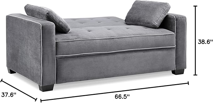 Serta Ainsley 66.5" Convertible Sleeper Loveseat, Full Size, Dreamcoil Comfort