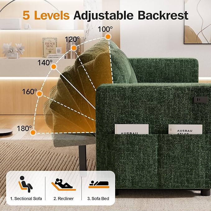 Sunny Heart 82" L Shaped Sectional Sleeper Sofa Bed