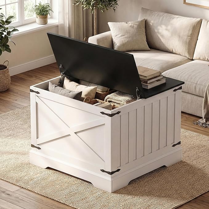 Giantex Farmhouse Lift Top Coffee Table, 31.5" Square Wood Center Table