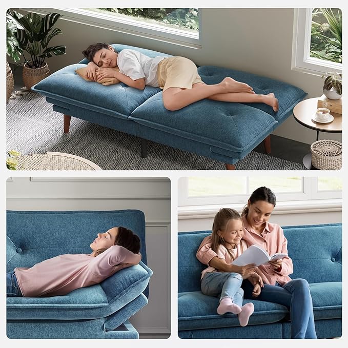 LINSY HOME Futon Sofa Bed, 3 in 1 Convertible Comfy Loveseat Sleeper Sofa Bed
