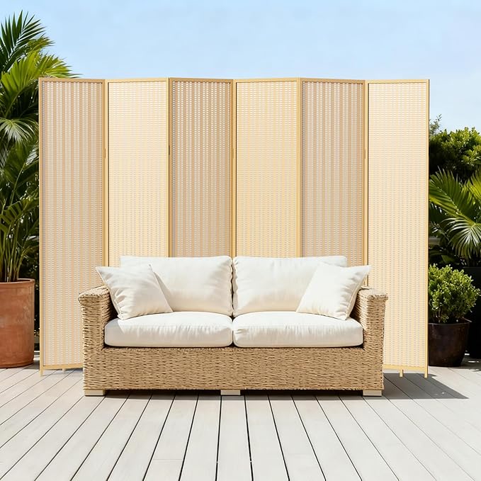 6 Panel Room Divider and Extra Wide Folding Privacy Screen, 94.5" W x 67" H