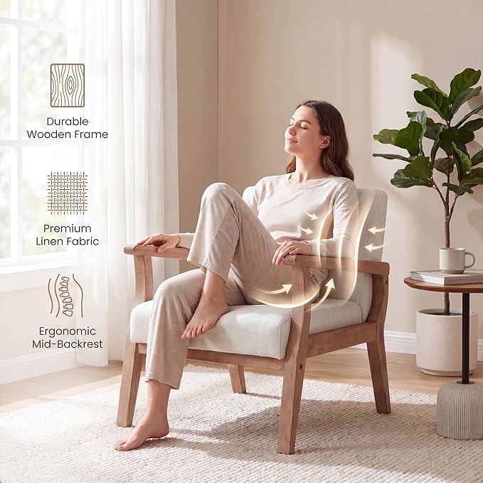 Beige Accent Chairs Set of 2