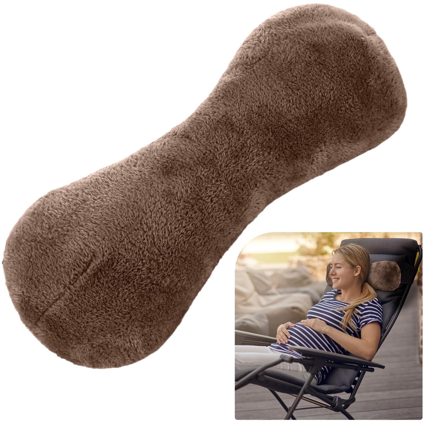 1 Pc Neck Pillow for Recliner Headrest Pillow Bone Shaped Chair Plush with Adjustable Strap Neck Support and Pain Relief Curve Head Cushion for Car Travel Airplane (Grey)