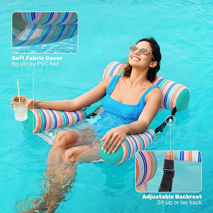 SLOOSH Inflatable Pool Floats Adult, 2 Packs Floating Lounge Chairs, Blow up